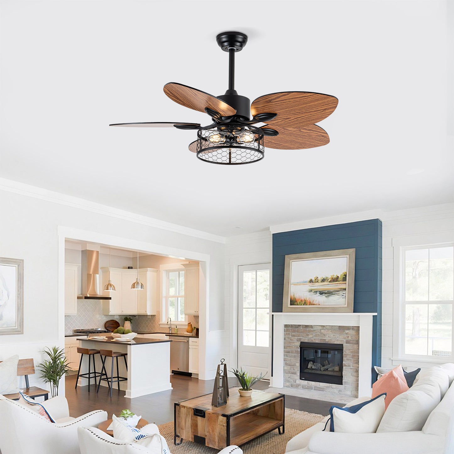 42" Matte Black Ceiling Fan with Light and Remote - view 3
