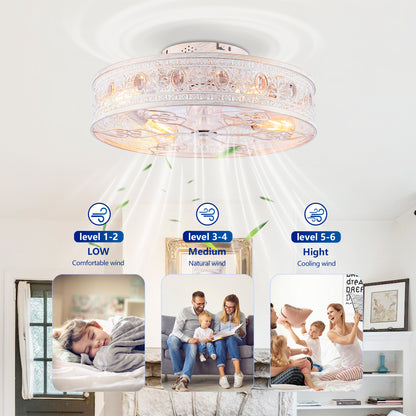 20" White & Gold Crystal Caged Ceiling Fan with Remote - view 7