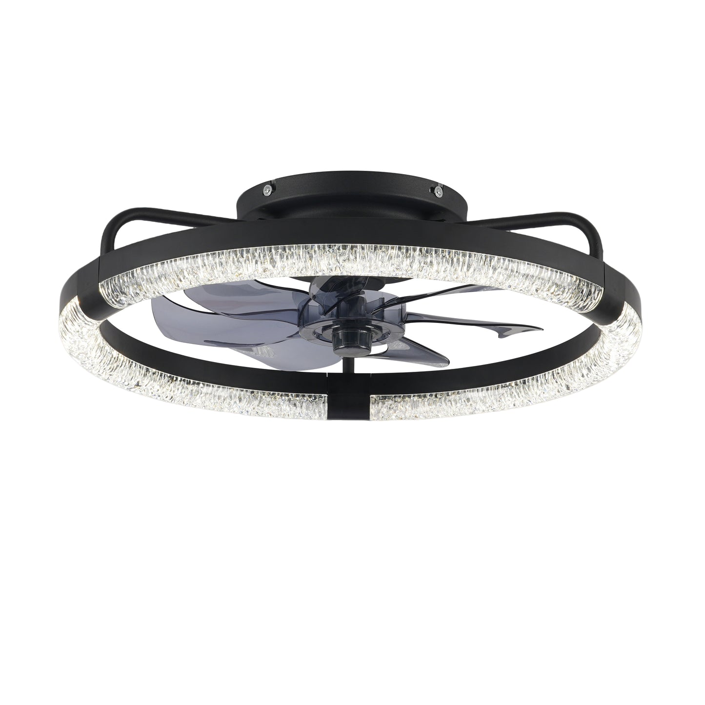 20" Matte Black Flush Mount Ceiling Fan with Dimmable LED - view 20