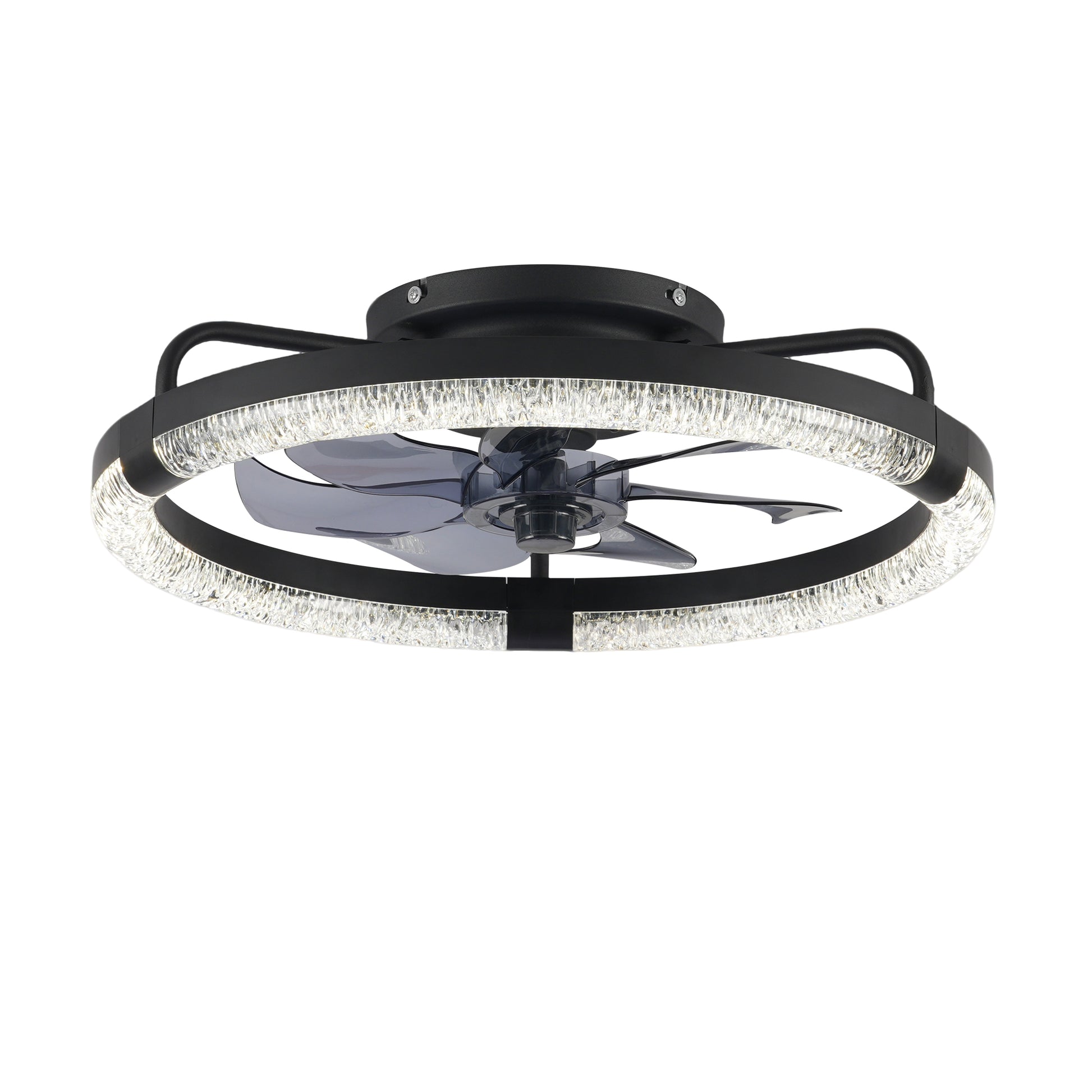 20" Matte Black Flush Mount Ceiling Fan with Dimmable LED - view 20