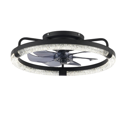 20" Matte Black Flush Mount Ceiling Fan with Dimmable LED - view 20