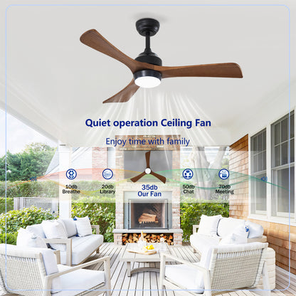 42" Matte Black Solid Wood 3-Blade Ceiling Fan - view 12
