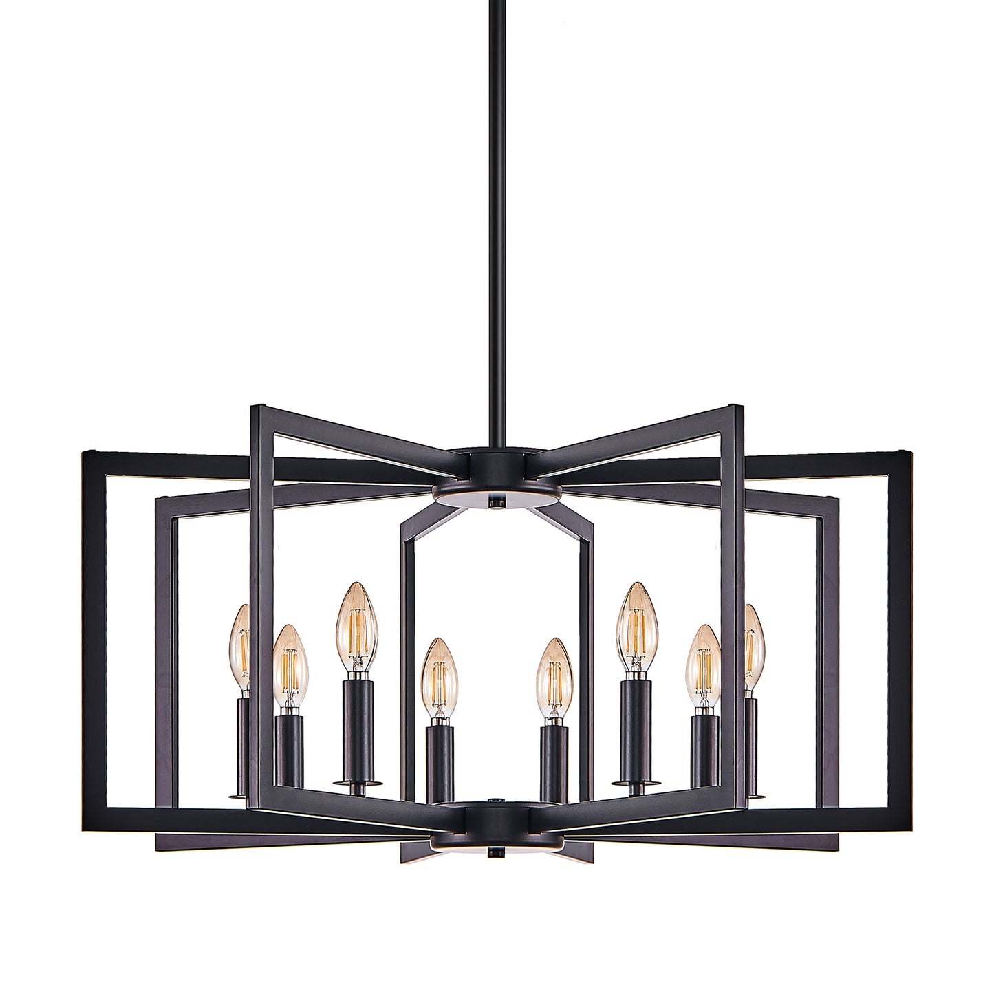 27" 8-Light Black Geometric Chandelier - view 12