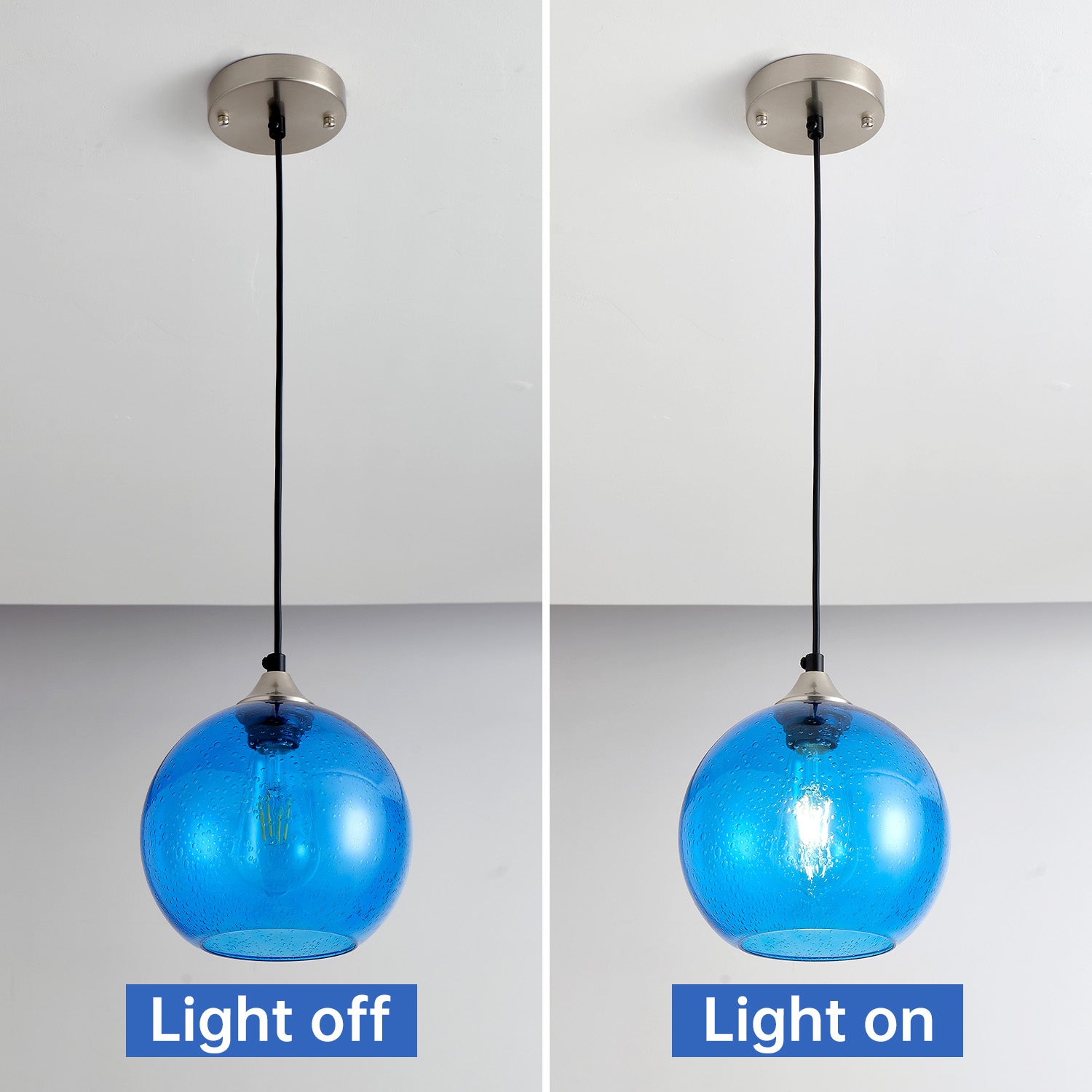 7.9" Light Blue Glass Globe Pendant Light, Set of 2 - view 6
