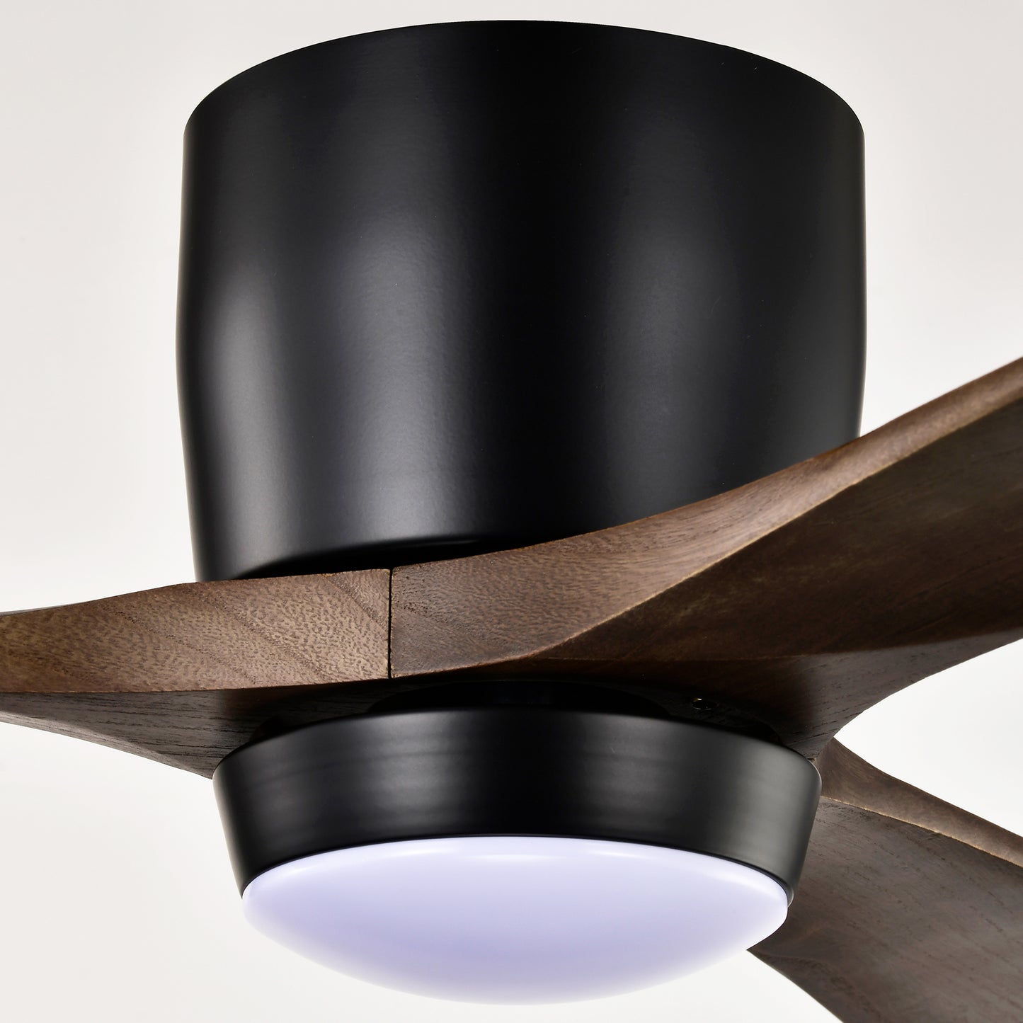 52" Matte Black Flush Mount Wood Ceiling Fan with Remote - view 12