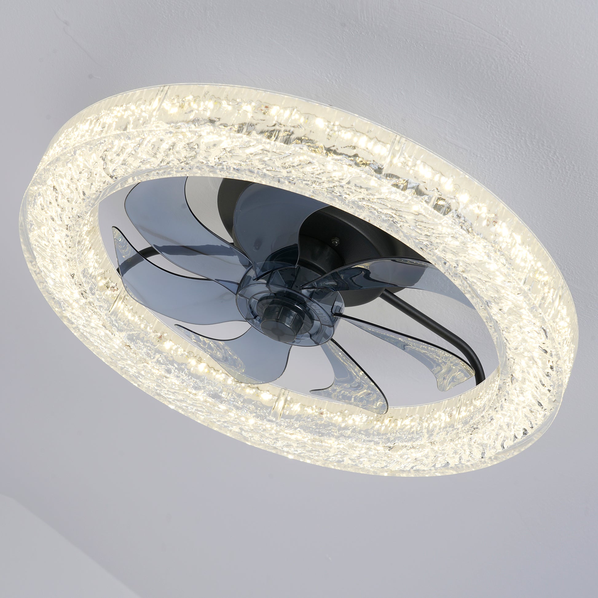 Matte Black Acrylic Ice Brick Ceiling Fan with Dimmable LED - view 19
