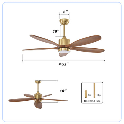 52" Gold Reversible Ceiling Fan with Light - view 7
