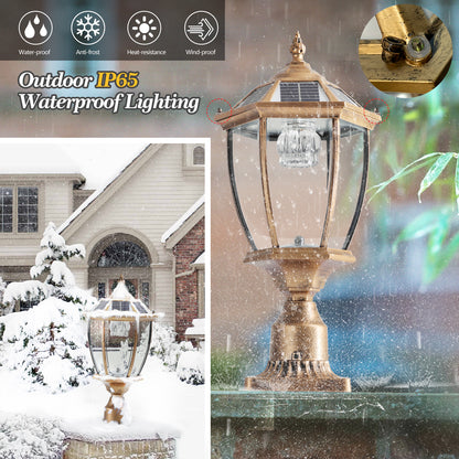 20"H Golden Vintage Solar Outdoor Lantern, Set of 2 - view 9