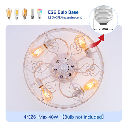 20" White & Gold Crystal Caged Ceiling Fan with Remote - view 11