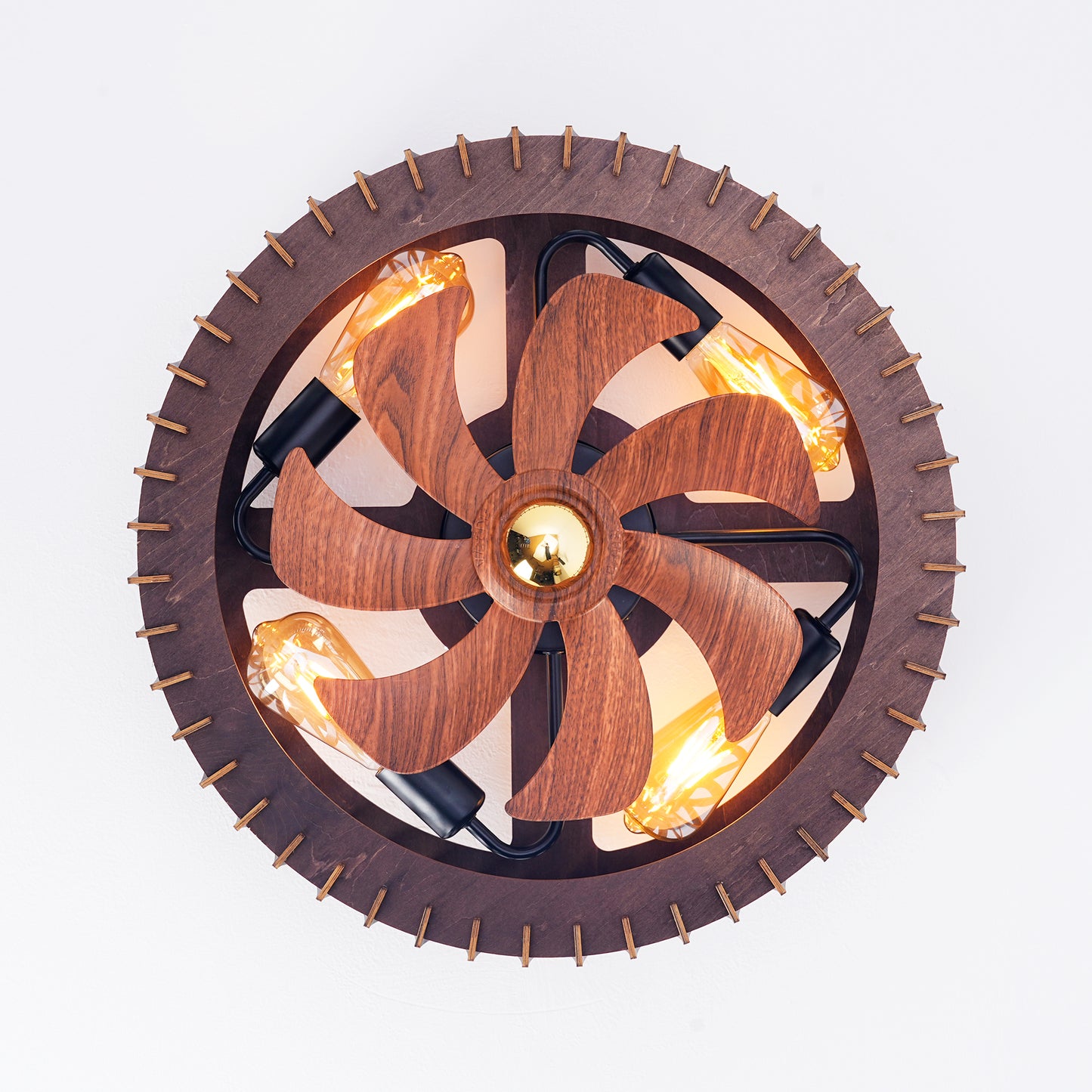 20" Wood Flush Mount Ceiling Fan with Remote - view 15