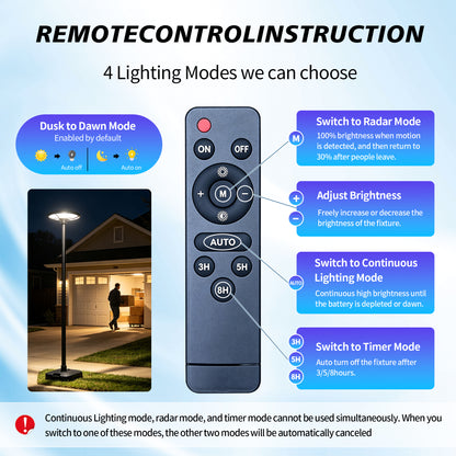 Black Solar UFO LED Street Light with Pole - view 6