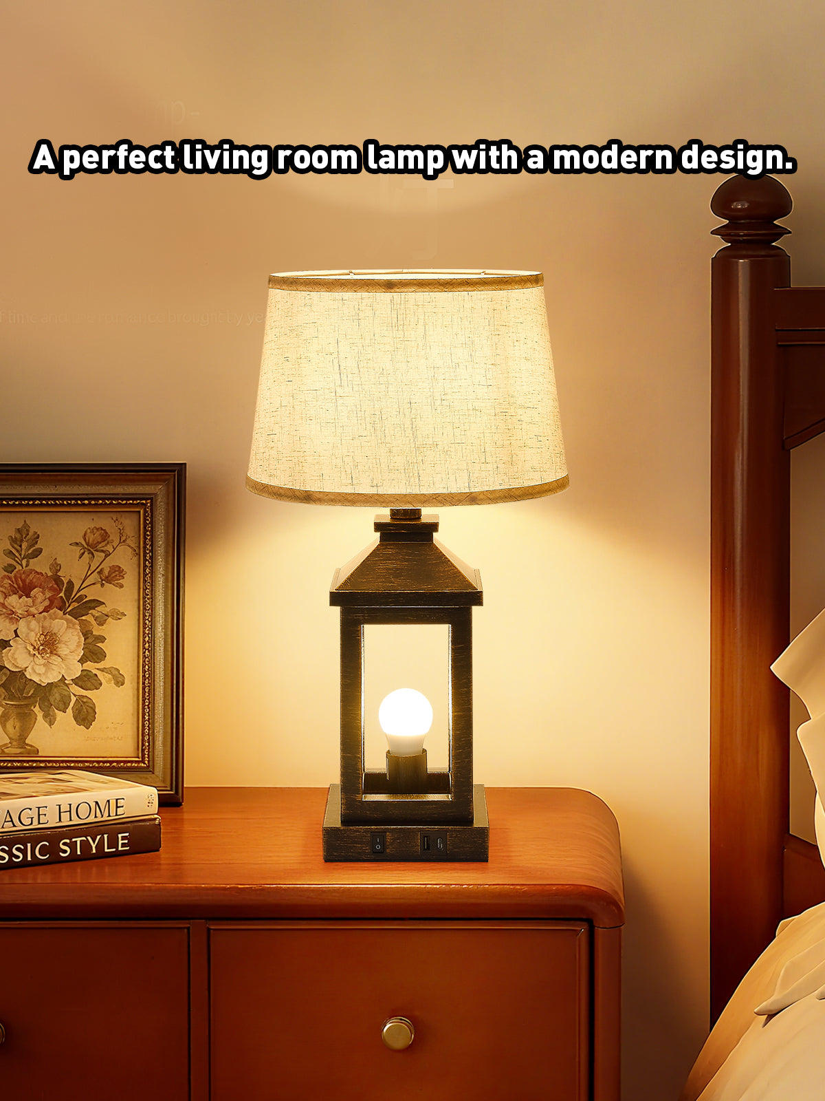 20.5" Black & Gold Farmhouse Touch Table Lamp - view 5
