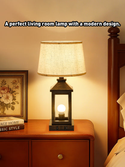 20.5" Black & Gold Farmhouse Touch Table Lamp - view 5