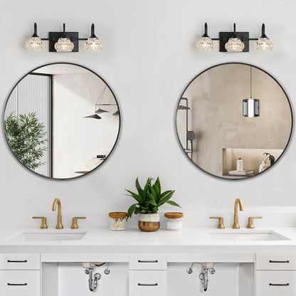 17" 3-Light Black Vanity Light with Crystal Glass - view 3