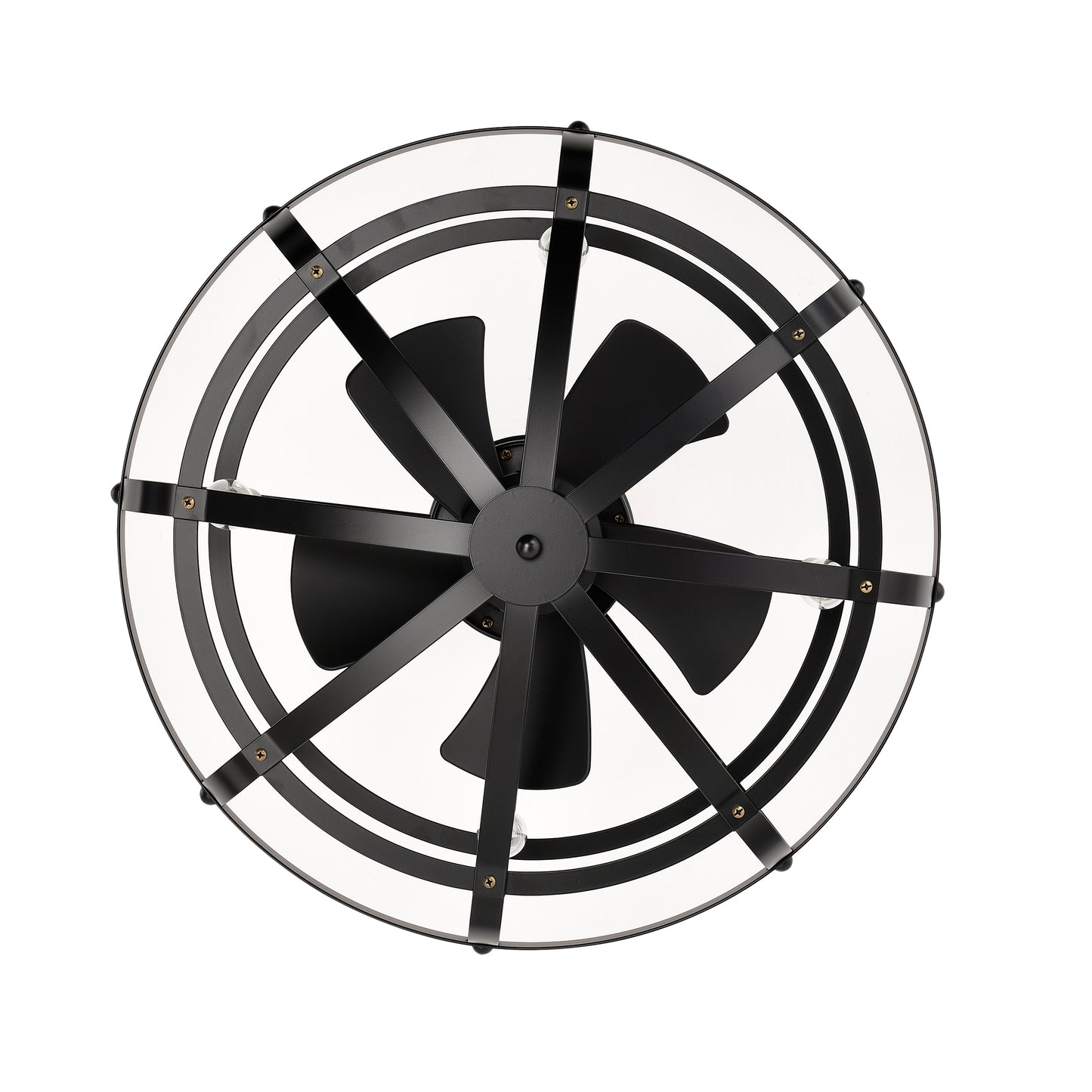 20.63" Matte Black Caged Ceiling Fan with Light - view 16