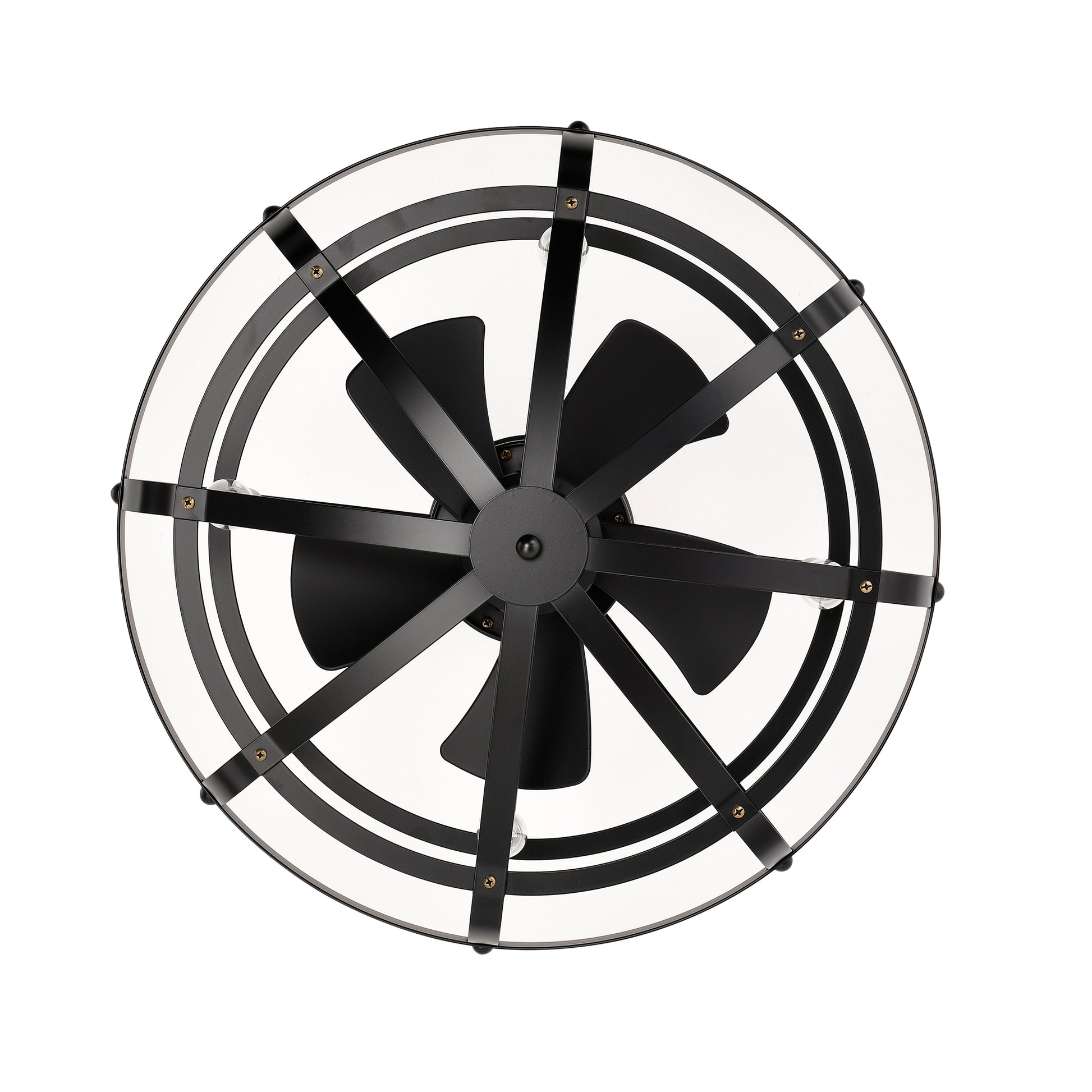 20.63" Matte Black Caged Ceiling Fan with Light - view 16