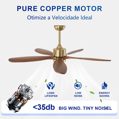 52" Gold Reversible Ceiling Fan with Light - view 12