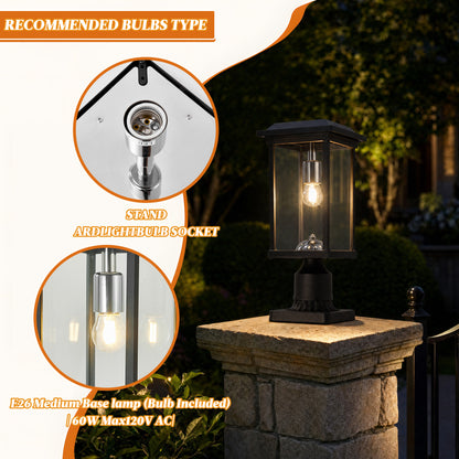 Black Aluminum Outdoor Post Light with Dusk to Dawn Sensor - view 5