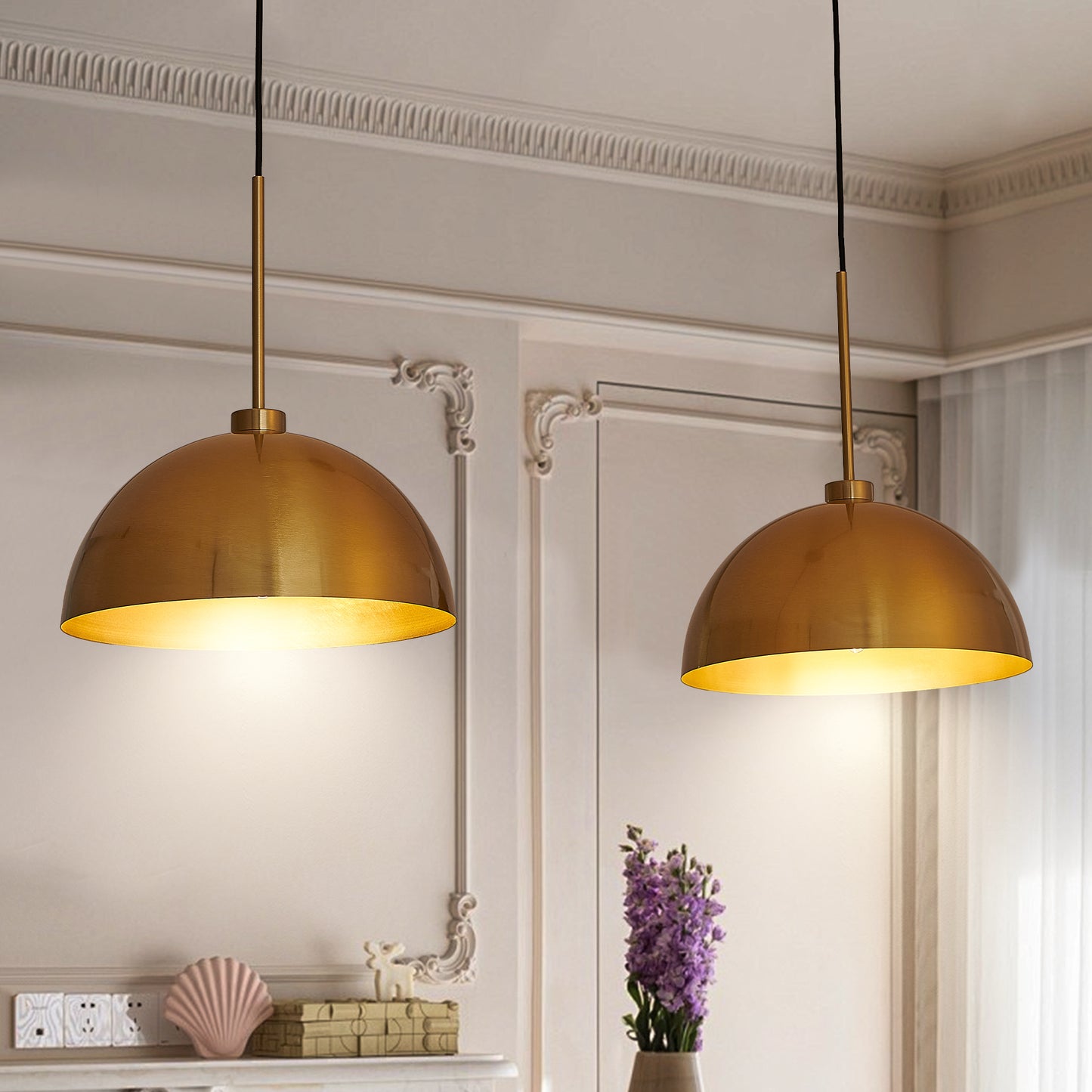 41" Industrial Copper Double Pendant Light