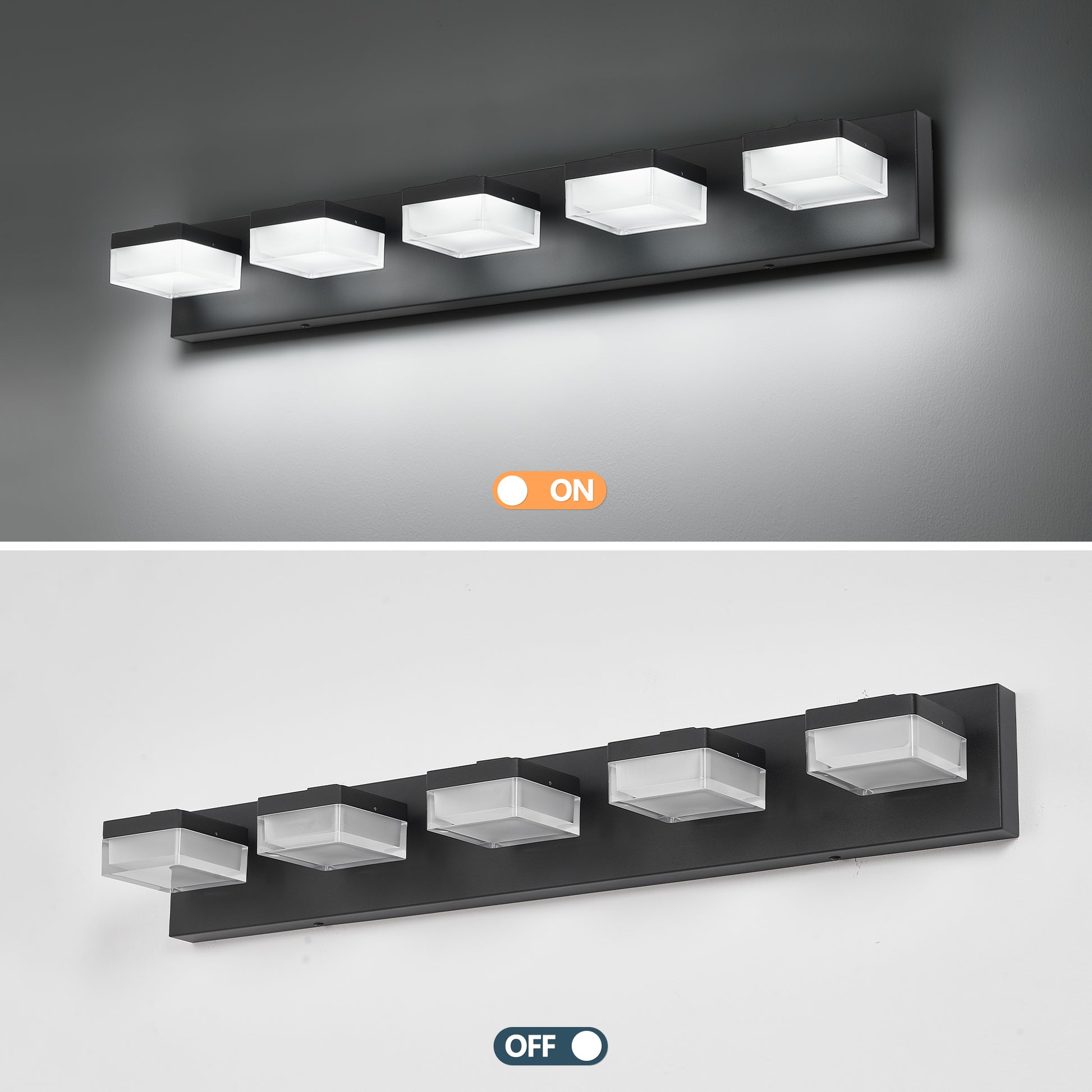 5-Light Modern Black LED Vanity Light - view 6