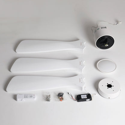 52" Matte White Solid Wood Ceiling Fan with Dimmable LED - view 13