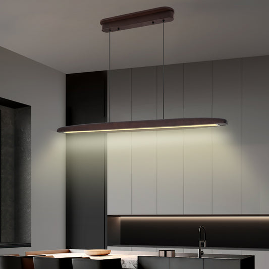 51" Walnut Wood Pendant Light with Remote - view 2