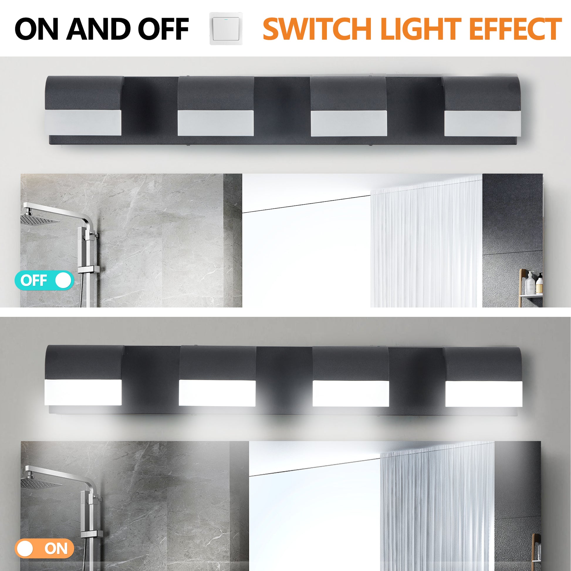 4-Light Matte Black Acrylic Vanity Light - view 6