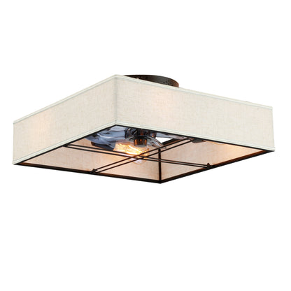 16.6" Square Fabric Farmhouse Flush Mount Ceiling Fan - view 18