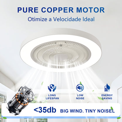 Matte White Flush Mount Ceiling Fan with Dimmable LED - view 12