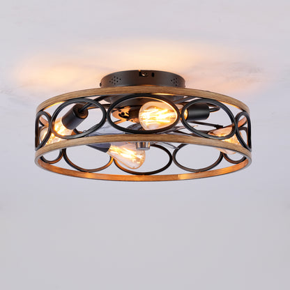 19" Matte Black Caged Ceiling Fan with Remote - view 14