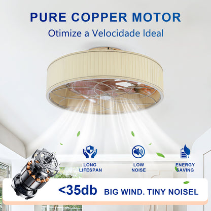 20" Matte White Fabric Farmhouse Bladeless Ceiling Fan - view 12