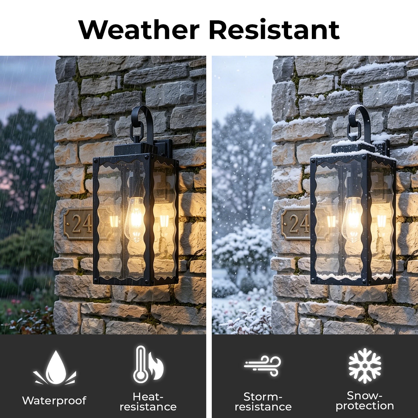 18" Matte Black Outdoor Wall Light with Clear Glass - view 6