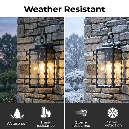18" Matte Black Outdoor Wall Light with Clear Glass - view 6