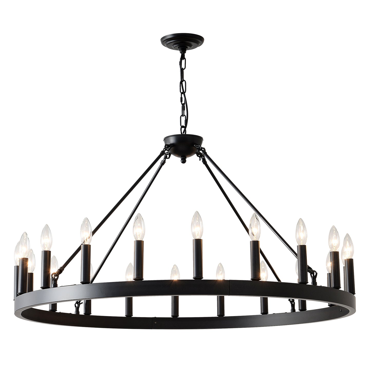 39.4" 20-Light Wagon Wheel Farmhouse Chandelier - view 20