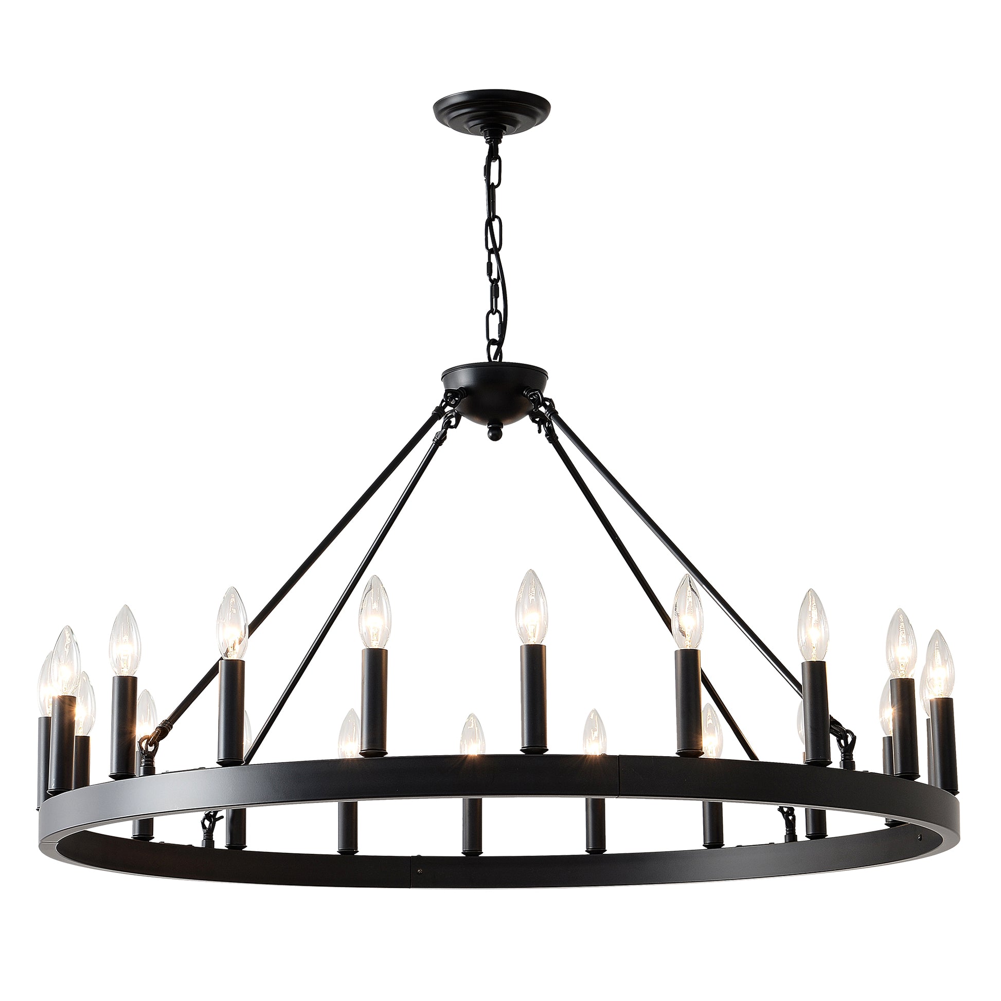 39.4" 20-Light Wagon Wheel Farmhouse Chandelier - view 20