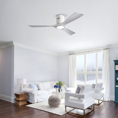 52" Matte White Solid Wood Ceiling Fan with Dimmable LED - view 3