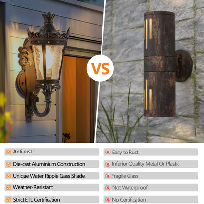 21"H Coffee Outdoor Wall Lantern with Crown Top - view 5