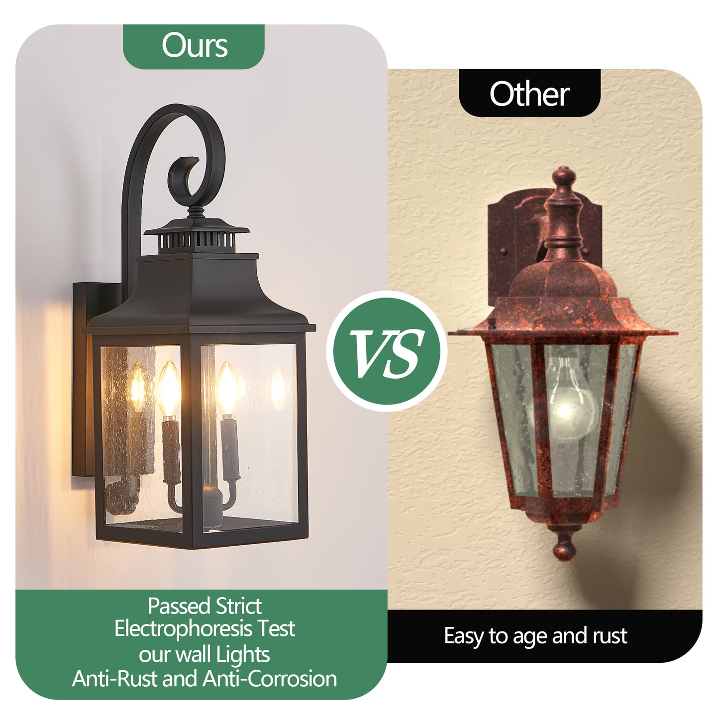 23"H Black Outdoor Wall Lantern with Seeded Glass, Set of 2 - view 8