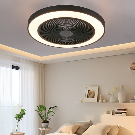 19" Black Ceiling Fan with Dimmable RGB LED & Remote - view 2