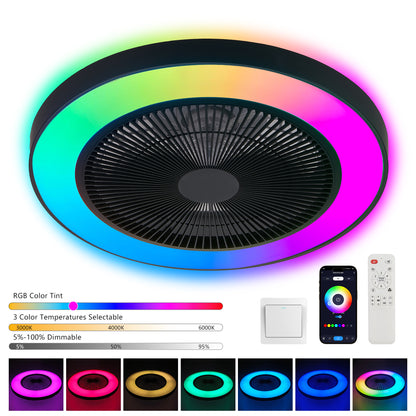 19" Black RGB Smart Ceiling Fan with Remote - view 6