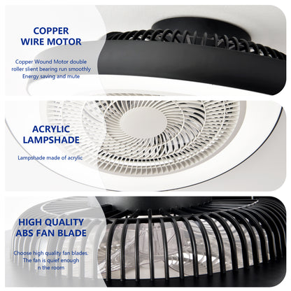 Matte Black Flush Mount Ceiling Fan with Dimmable LED - view 15