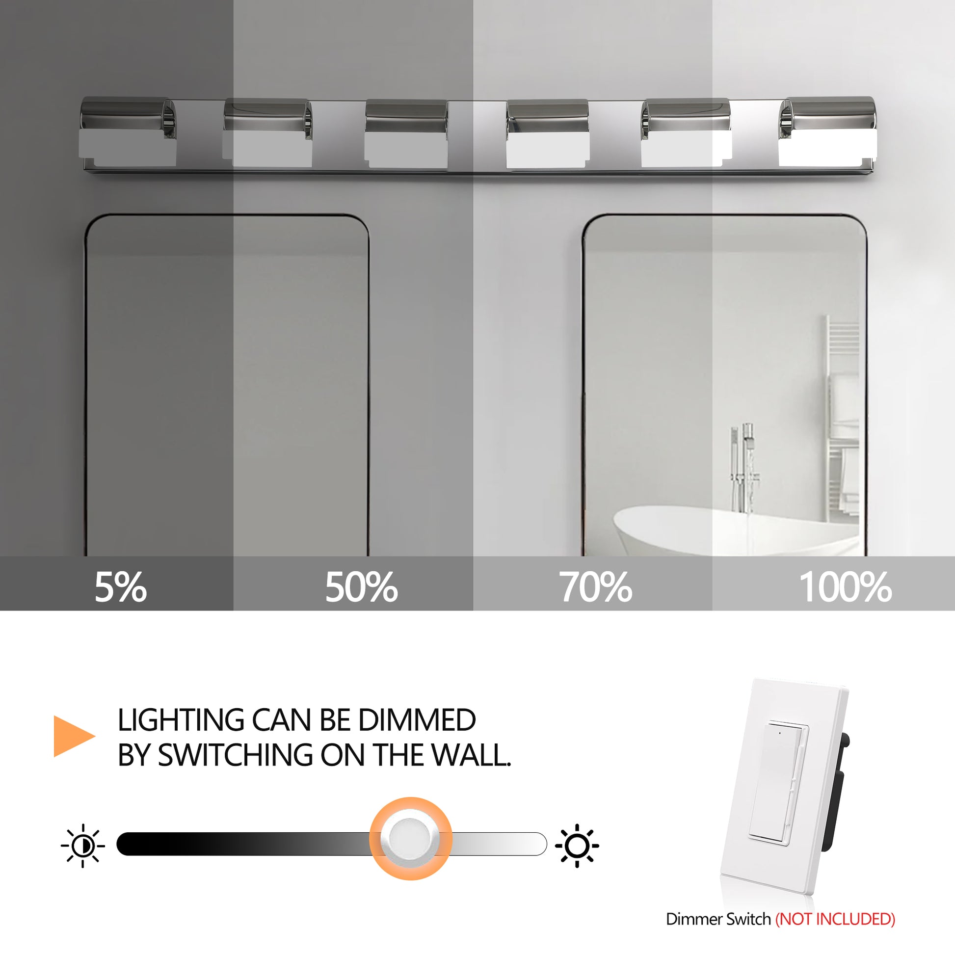 6-Light Chrome LED Bathroom Vanity Light - view 7
