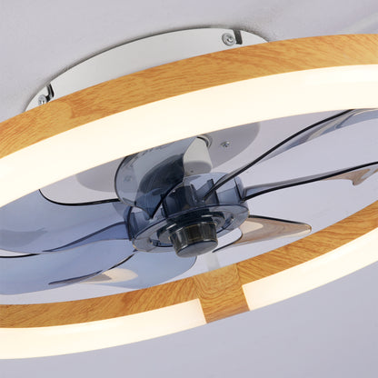 20" Matte White & Wood Ceiling Fan with Dimmable LED - view 16