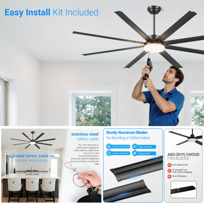 88" Black Industrial Ceiling Fan with Remote - view 11