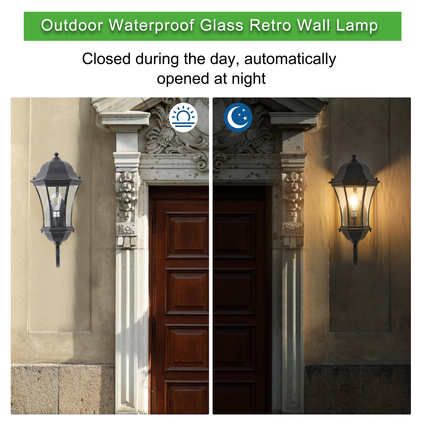 27"H Vintage Black Outdoor Wall Lantern with Bubble Glass - view 6