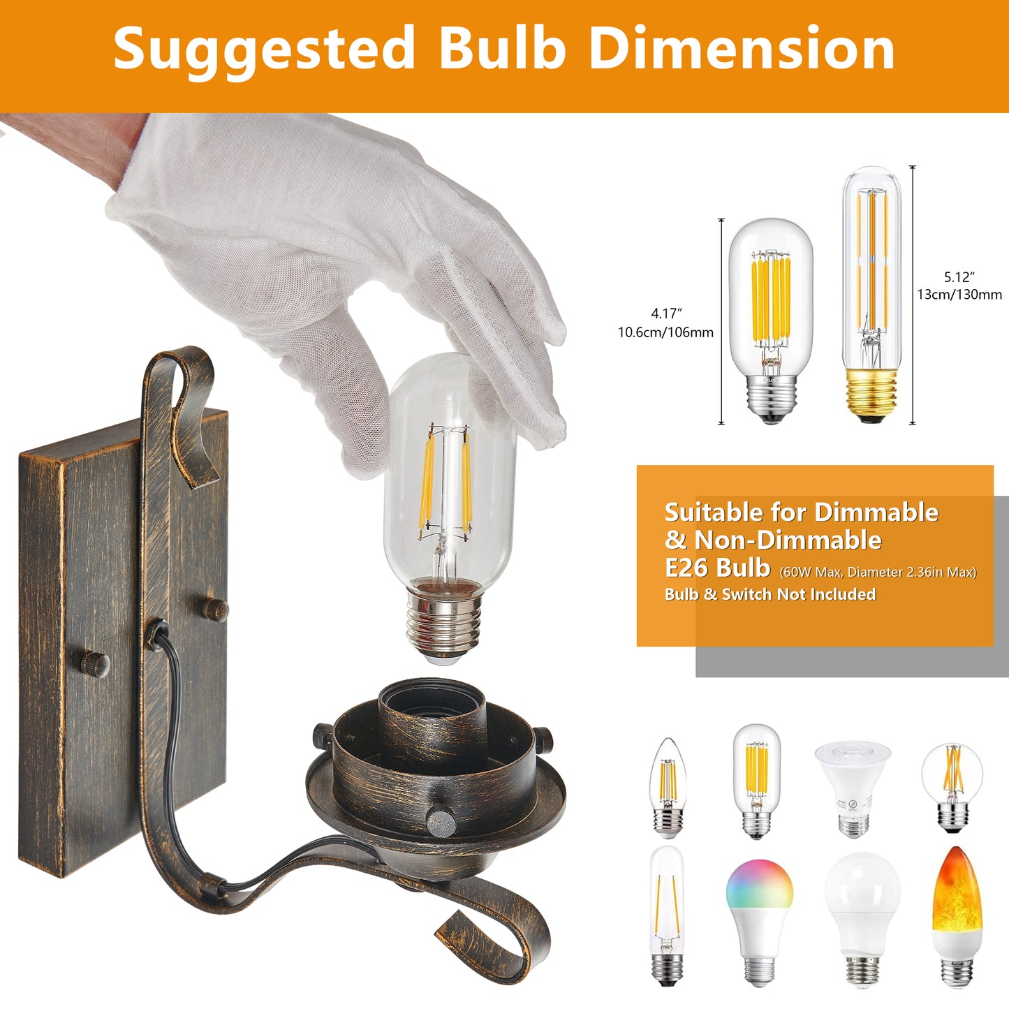 Farmhouse Black & Gold Wall Light with Clear Glass, Set of 2 - view 9