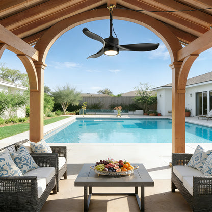 42" Matte Black Outdoor Ceiling Fan with LED Light - view 5