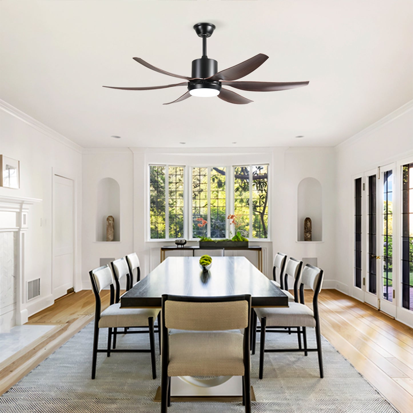 56" Matte Black 6-Blade Ceiling Fan with Remote - view 5