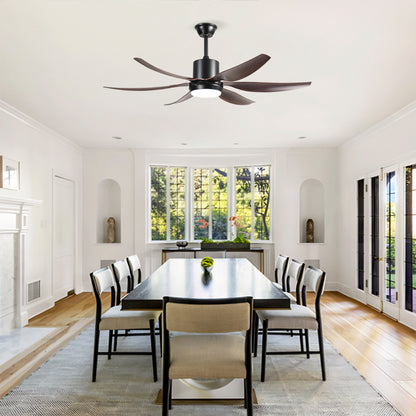 56" Matte Black 6-Blade Ceiling Fan with Remote - view 5