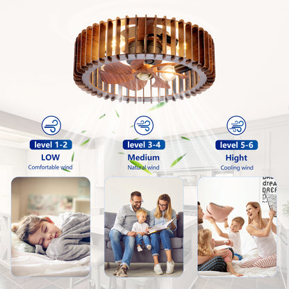 20" Wood Flush Mount Ceiling Fan with Remote - view 13